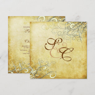 PixDezines Vintage Creme-Wirbel Einladung