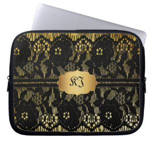 PixDezines vintage falsche schwarze Spitze Laptopschutzhülle