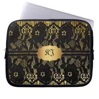 PixDezines vintage falsche schwarze Spitze Laptopschutzhülle