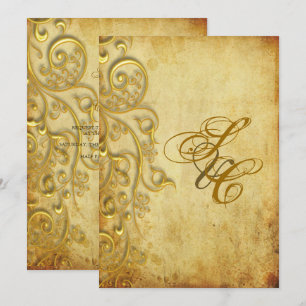 PixDezines VINTAGE FALSCHES GOLD-FILIGRAN Einladung