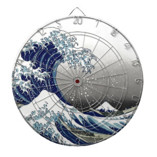 PixDezines Vintage, Große Welle, Hokusai 葛飾北斎の神奈川沖 Dartscheibe