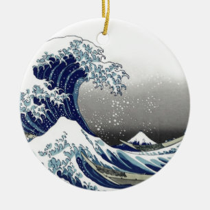 PixDezines Vintage, Große Welle, Hokusai 葛飾北斎の神奈川沖 Keramik Ornament