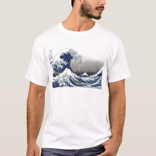 PixDezines Vintage, Große Welle, Hokusai 葛飾北斎の神奈川沖 T-Shirt