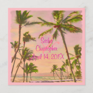 PixDezines vintage hawaiian Strand/Rosa Einladung