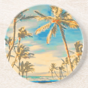 PixDezines Vintage Hawaiianische Strandszene Getränkeuntersetzer