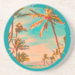 PixDezines Vintage Hawaiianische Strandszene Untersetzer