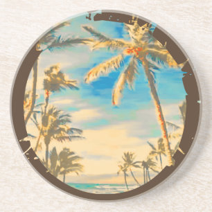 PixDezines Vintage Hawaiianische Strandszene Untersetzer