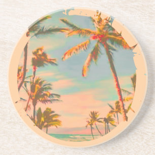 PixDezines Vintage hawaiische Strand-Szene Sandstein Untersetzer
