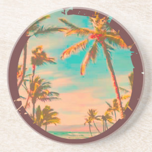 PixDezines Vintage hawaiische Strand-Szene Sandstein Untersetzer