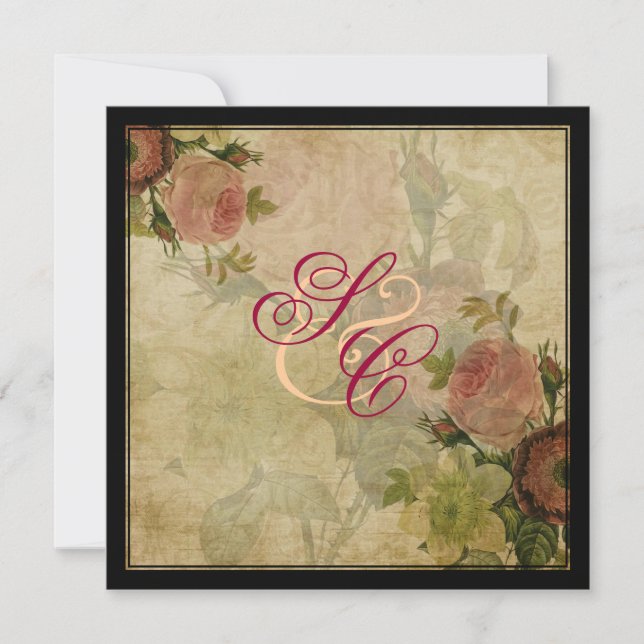 PixDezines Vintage Hütte Rose Einladung (Vorderseite)