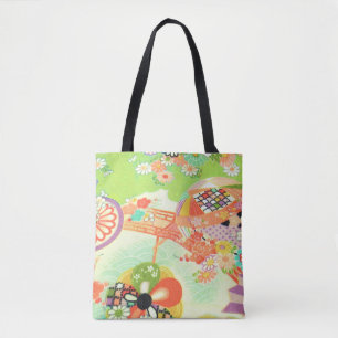 PixDezines Vintage Kimono Druck/ Pfingstrosen/Saku Tasche