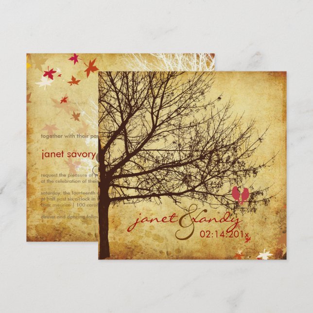 PixDezines VINTAGE LIVE-BIRDS/FALL-INVITATIONEN Einladung (Vorne/Hinten)