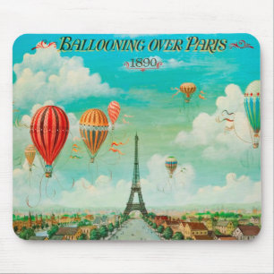 PixDezines vintage Luftballons/Eiffelturm/Paris Mousepad