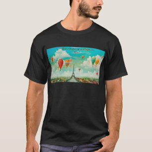 PixDezines vintage Luftballons/Eiffelturm/Paris T-Shirt