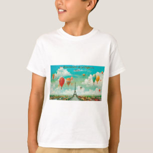 PixDezines vintage Luftballons/Eiffelturm/Paris T-Shirt