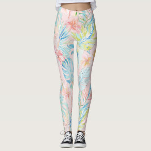 PixDezines Vintage Lush H2 Hawaii Blumige Blätter Leggings