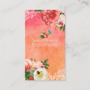PixDezines Vintage Peonies/Aquarellfarben Visitenkarte