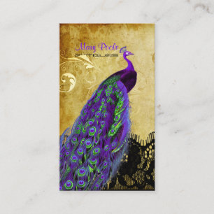 PixDezines vintage Pfau + DIY-Schriften Visitenkarte