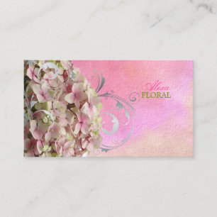 PixDezines Vintage, rosa Hydrangeas/Floristen Visitenkarte