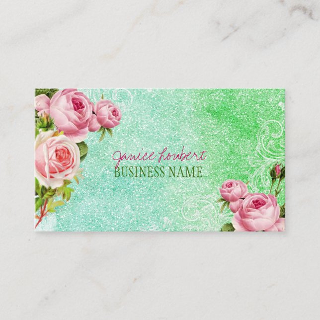 PixDezines Vintage Rose/Aquarell Visitenkarte (Vorderseite)