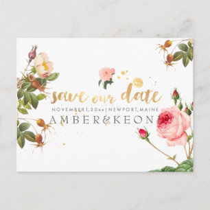 PixDezines Vintage Rose/Blumen/ Ankündigungspostkarte