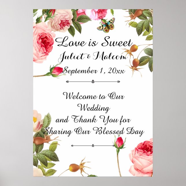 PixDezines Vintage Rose/Empfang Poster (Vorne)