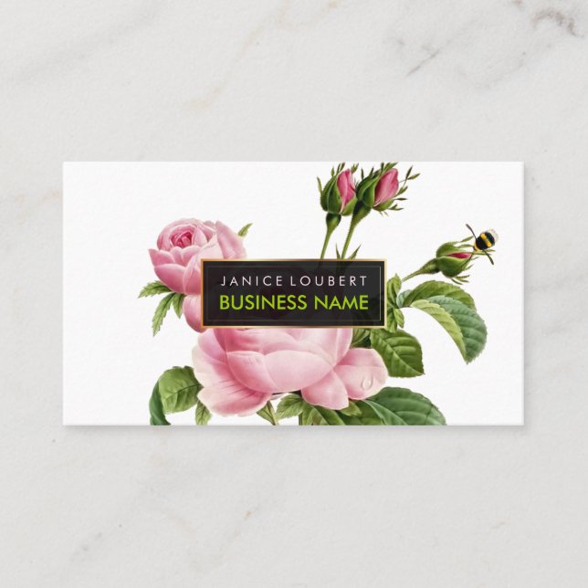 PixDezines Vintage Rose/Illustration/Redoute Visitenkarte (Vorderseite)