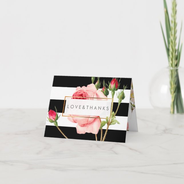 PixDezines Vintage Rose/Redoute/Vielen Dank Dankeskarte (Vorderseite)