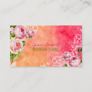 PixDezines vintage Rosen/Aquarell Visitenkarte
