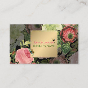 PixDezines Vintage Rosen Visitenkarte