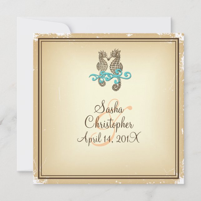 PixDezines Vintage Seahorse / Invitations (Devant)