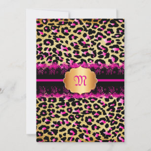 PixDezines Vintage-Spitze + Cheetaflecken/pink+sch Einladung