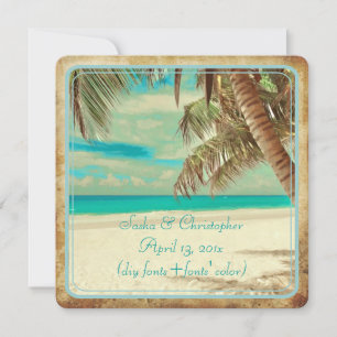 PixDezines vintage Strand, tropisches Paradies Einladung