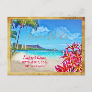 PixDezines vintage waikiki/diamond head/plumeria Postkarte