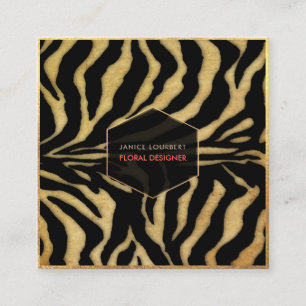 PixDezines VINTAGE ZEBRA STREIFEN Quadratische Visitenkarte