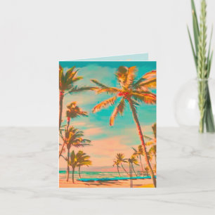 PixDezines Vintager hawaiianischer Strand/Aquamari Dankeskarte