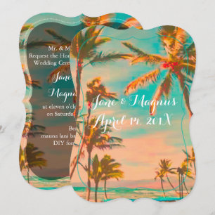 PixDezines Vintager hawaiianischer Strand/aquamari Einladung