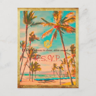 PixDezines Vintager hawaiianischer Strand/aquamari Einladungspostkarte