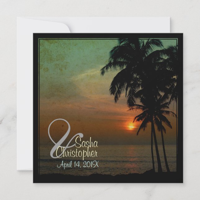 PixDezines Vintager Sonnenuntergang/Luau Einladung (Vorderseite)