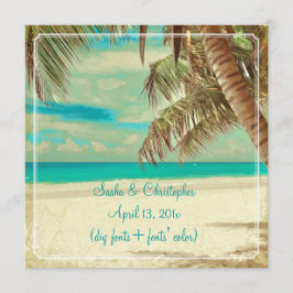 PixDezines Vintager Strand, tropisches Paradies Einladung