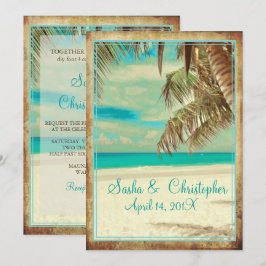 PixDezines Vintager Strand, tropisches Paradies Einladung
