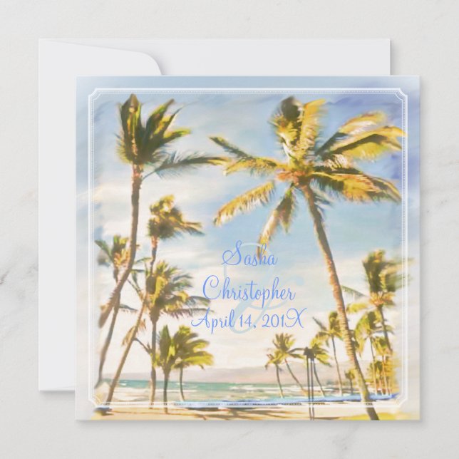 PixDezines Vintager Strand, tropisches Paradies Einladung (Vorderseite)
