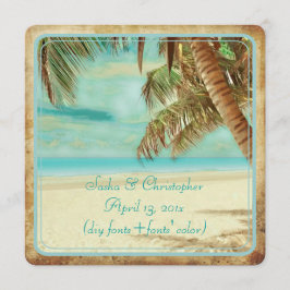 PixDezines Vintager Strand, tropisches Paradies Einladung