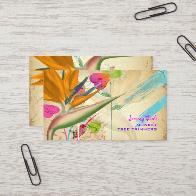 PixDezines Vintager Vogel des Paradieses, in Indie Visitenkarte (Vorderseite/Rückseite Beispiel)