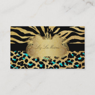 PixDezines Vintager Zebra+Leopard Visitenkarte