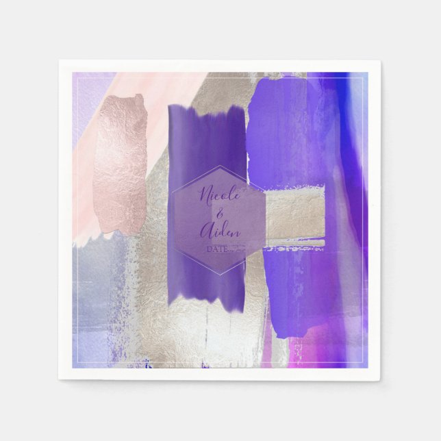 PixDezines Violet Lila Farbblock Hochzeit Serviette (Vorderseite)