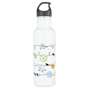 PixDezines Vögel auf Drähten/diy Hintergrund Trinkflasche