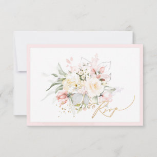 PixDezines Wasserfarbe Blush Cream Rosen RSVP Kart Einladung