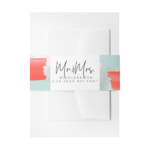 PixDezines Wasserfarbe Koralle Orange Seafoam Einladungsbanderole