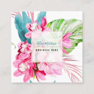 PixDezines Wasserfarbe Rosa Kona Cymbidium Quadratische Visitenkarte